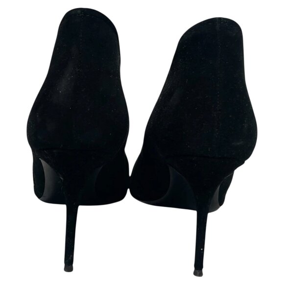 Giuseppe Zanotti Black Suede Pointed Toe Zip Booties Heels - Picture 3 of 4